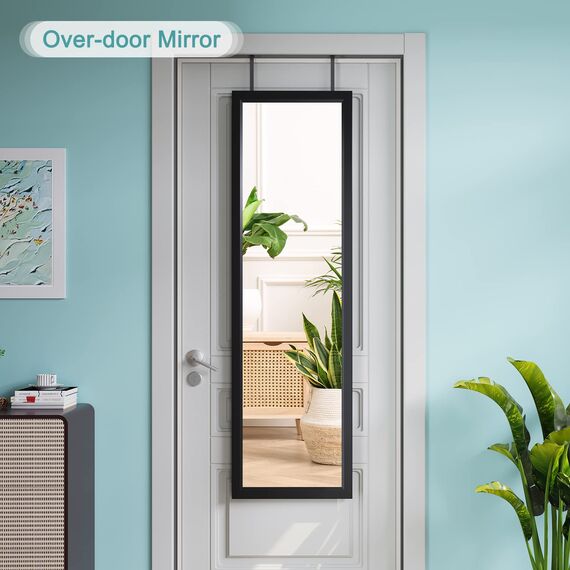 Dripex Wandspiegel 33x119cm Spiegel unbrechbarer Garderobenspiegel Flurspiegel höhenverstellbarer Hängespiegel mit Haken (Schwarz)