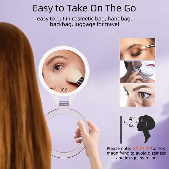 FUNTOUCH Wiederaufladbarer Kosmetikspiegel mit Aufbewahrungstasche, Schminkspiegel mit Aufbewahrungstasche,3-Farben Dimmbarer Touchscreen,Tragbarer Reise Spiegel, Faltbarer Makeup Reisespiegel