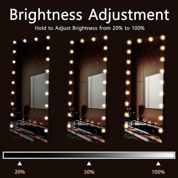 CASSILANDO Voll Länge Spiegel mit Lichtern, 160x50 Boden Körper Hollywood StehendSpiegel, Wand montierte Spiegel mit Licht für Schlafzimmer, Dimmen & 3 Farbmodi (Weiß)