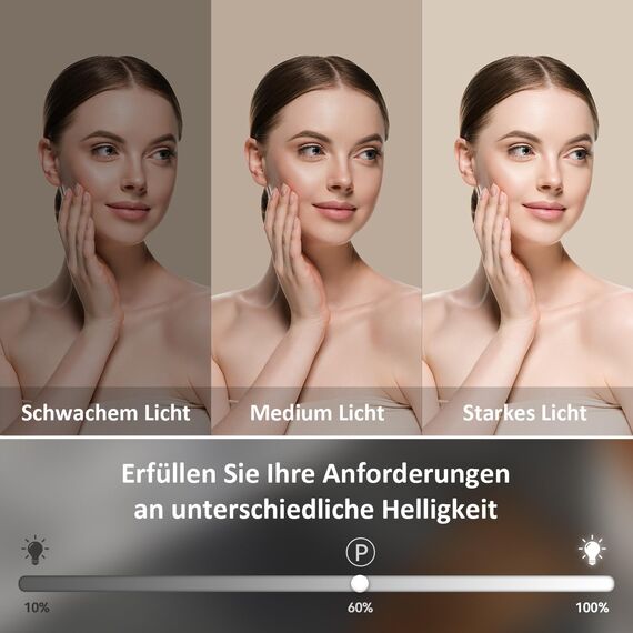 YU YUSING Hollywood Schminkspiegel mit Beleuchtung 58x45cm,15 Dimmbare Groß LED Licht, Kosmetikspiegel 3 Modi, Touch Control, Tischspiegel Wandspiegel, Schlafzimmer Schminktisch, Abgerundeten Ecken