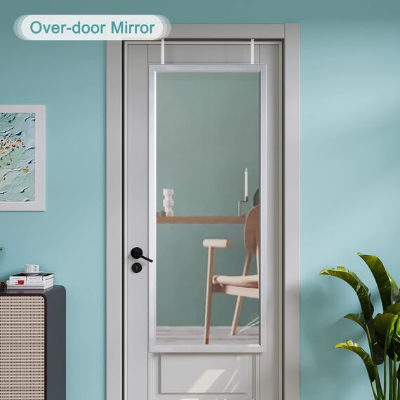 Dripex Wandspiegel 45x119cm Spiegel unbrechbarer Garderobenspiegel Flurspiegel höhenverstellbarer Hängespiegel mit Haken (Silber)