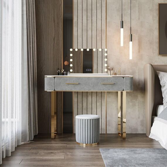 YU YUSING Hollywood Schminkspiegel mit Beleuchtung 58x45cm, 15 LED Licht Dimmbar Kosmetikspiegel 3 Modi, Vanity Spiegel Tischspiegel Wandspiegel mit USB 10X Vergrößerung für Schlafzimmer Schminktisch