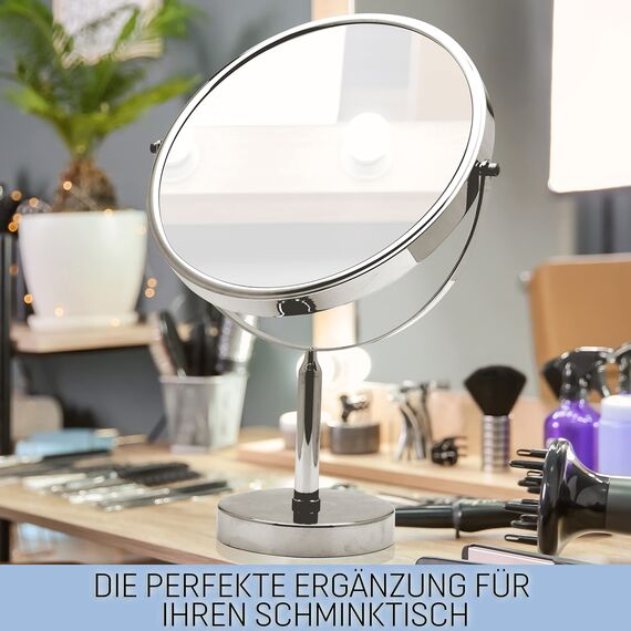 XXL Spiegel Rund, Schminkspiegel/Kosmetikspiegel 3fach, Schminktischspiegel, Doppelseitiger 3X / 1X Vergrößerungsspiegel für das Badezimmer, 28 cm (Makeup Mirror)