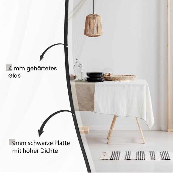 Muzilife 160x60cm Asymmetrischer Standspiegel Ganzkörperspiegel, Rahmenloser Spiegel Unregelmäßiger Großer Wandspiegel mit MDF-Rückwand, Deko für Wohnzimmer Flur Eingang Wand