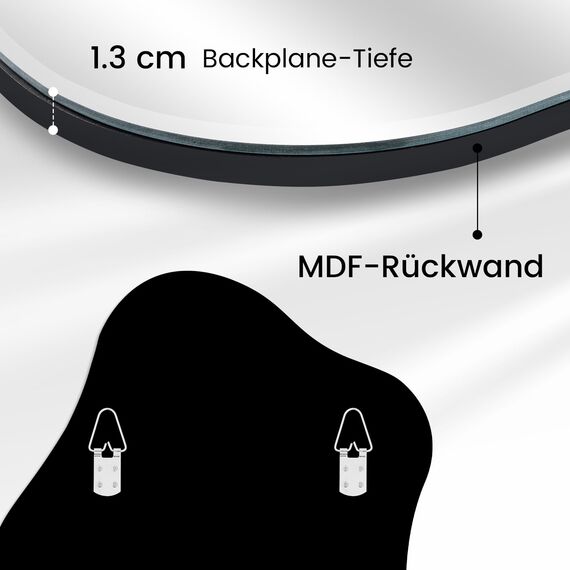 Muzilife Asymmetrischer Spiegel zum Aufhängen, Großer Rahmenloser Wandspiegel mit 58x70cm MDF-Rückwand, Unregelmäßiger Tischspiegel für Wohnzimmer Schlafzimmer Bad Flur Eingang