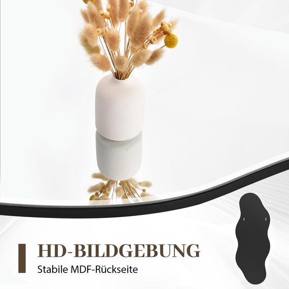 Muzilife Asymetrischer Spiegel Ganzkörperspiegel 160x60cm, Unregelmäßiger Großer Wandspiegel mit MDF-Rückwand, Dekorativer Spiegel für Wand Wohnzimmer Bad Flur Eingang, Deko (Wolkenform)