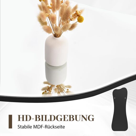Muzilife Asymetrischer Ganzkörperspiegel 160x60cm, Rahmenloser Spiegel Unregelmäßiger Großer Wandspiegel mit MDF-Rückwand, Deko für Wohnzimmer Flur Eingang Wand (Vasenform)