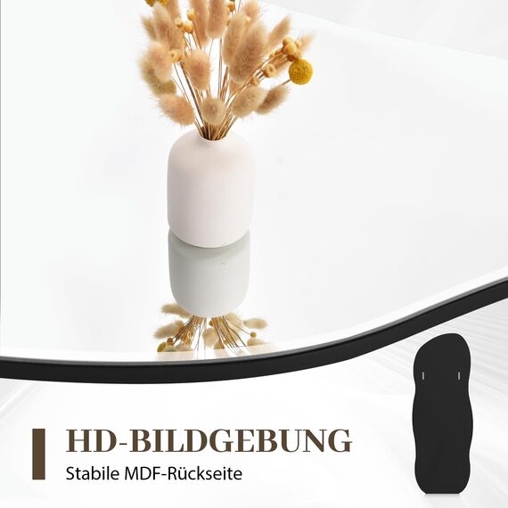 Muzilife Asymmetrischer Wandspiegel Rahmenloser Spiegel Wellig, 160x60cm Ganzkörperspiegel Unregelmäßiger Großer Wandspiegel mit MDF-Rückwand für Wand Wohnzimmer Flur Eingang Deko