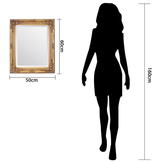 Select Mirrors Rhone Wandspiegel, französischer Vintage, antiker Barockstil, 50 x 60 cm (antikes Gold)