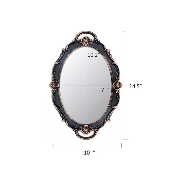 Eaoundm 36,8 x 25,4 cm ovaler dekorativer Wandspiegel im Vintage-Stil, Braun