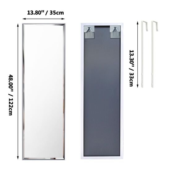 HORLIMER Wandspiegel 122x35 cm, Großer Spiegel mit Weiß Rahmen, Ganzkörperspiegel für Wohnzimmer Badezimmer Flur und Ankleideraum,Ankleidespiegel