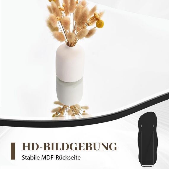 Muzilife Asymmetrischer Wandspiegel Rahmenloser Spiegel Wellig, 160x60cm Ganzkörperspiegel Unregelmäßiger Großer Wandspiegel mit MDF-Rückwand für Wand Wohnzimmer Flur Eingang Deko