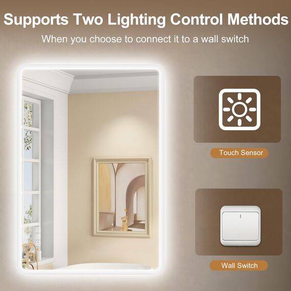 STARLEAD Badezimmerspiegel-mit-Beleuchtung 80x60cm, Dimmbar, 3 Lichtfarben, LED-Spiegel-Bad-mit-Bluetooth, Entfoggen, Speicherfunktion, IP44 Hartglas Bad-Spiegel-mit-Licht, Horizontal/Vertikal