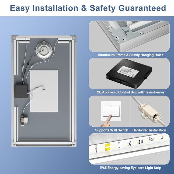 STARLEAD Badspiegel-mit-Beleuchtung 120x70cm, Badezimmerspiegel mit 5X Vergrößerungsspiegel-mit-Licht, 3 Lichtfarben, Einstellbare Helligkeit, Entfoggen, IP44 LED-Spiegel-Bad, HD Hartglas