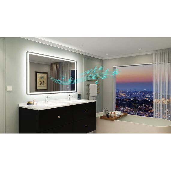 STARLEAD Badezimmerspiegel-mit-Beleuchtung 120x70cm, Großer LED-Spiegel-Bad mit Entfoggen, Bluetooth, Dimmbar, 3 Farbtemperaturen, Speicherfunktion, IP44 Hartglas Badspiegel, Horizontal/Vertikal