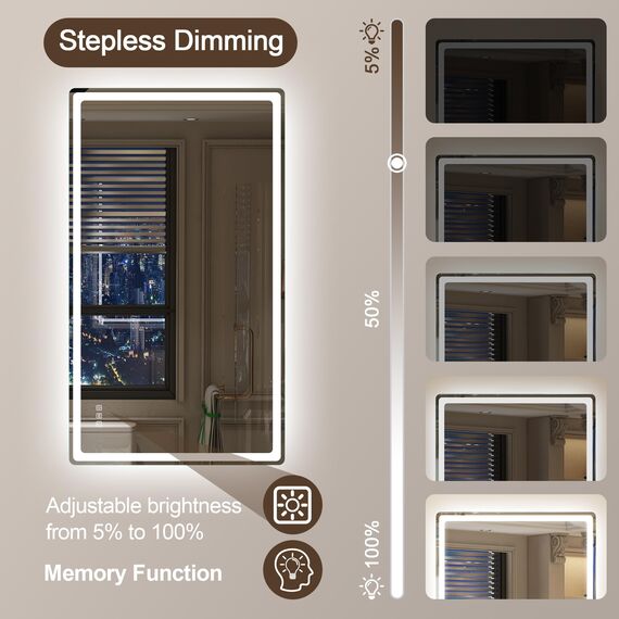 STARLEAD Badezimmerspiegel-mit-Beleuchtung 140x80cm, Großer LED-Spiegel-Bad mit Entfoggen, Bluetooth, Dimmbar, 3 Farbtemperaturen, Speicherfunktion, IP44 Hartglas Badspiegel, Horizontal/Vertikal