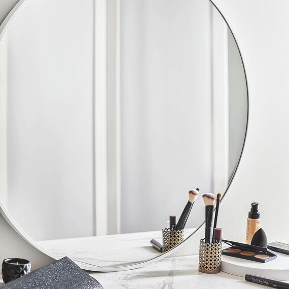 GOLD&CHROME UNIQUE DESIGN Dekorative Wandspiegel Rund ⌀80 cm Aluminiumrahmen - Spiegel Rund Weiß mit Teflon beschichtet Spiegeloberfläche - Spiegel Wand Pulverbeschichteter Spiegelrahmen 0,9 cm