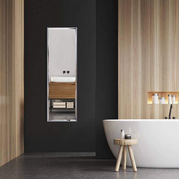 PETAFLOP Wandspiegel 122 x 35,5 cm, Ganzkörperspiegel mit explosionssicherer Membranschutz und weißer Rahmen, für Schlafzimmer, Bad, Flur oder Garderobe