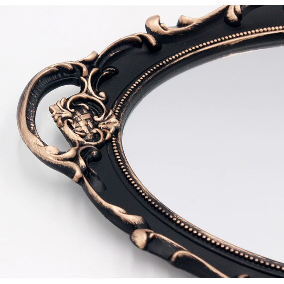 Eaoundm 36,8 x 25,4 cm ovaler dekorativer Wandspiegel im Vintage-Stil, Braun