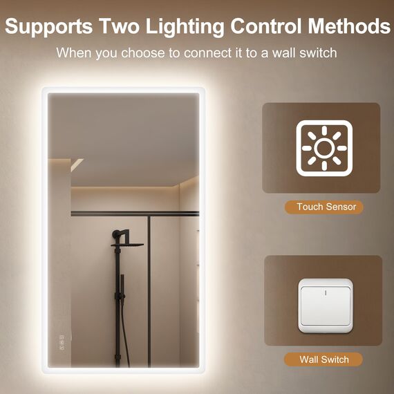 STARLEAD Badspiegel-mit-Beleuchtung 140x80cm, Badezimmerspiegel mit Entfoggen, Bluetooth, Dimmbar, 3 Lichtfarben, Speicherfunktion, IP44 Hartglas Großer Spiegel-Bad, Horizontal/Vertikal