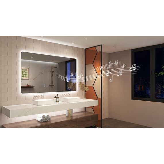 STARLEAD Badspiegel-mit-Beleuchtung 120x70cm, Badezimmerspiegel mit Entfoggen, Bluetooth, Dimmbar, 3 Lichtfarben, Speicherfunktion, IP44 Hartglas Großer Spiegel-Bad, Horizontal/Vertikal