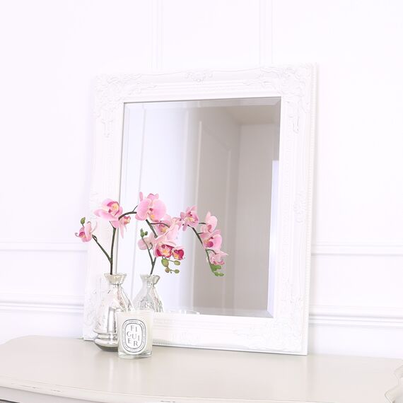 Select Mirrors Rhone Wandspiegel Wandspiegel Vintage Barock Antik 50 x 60 cm (Weiß Matt)