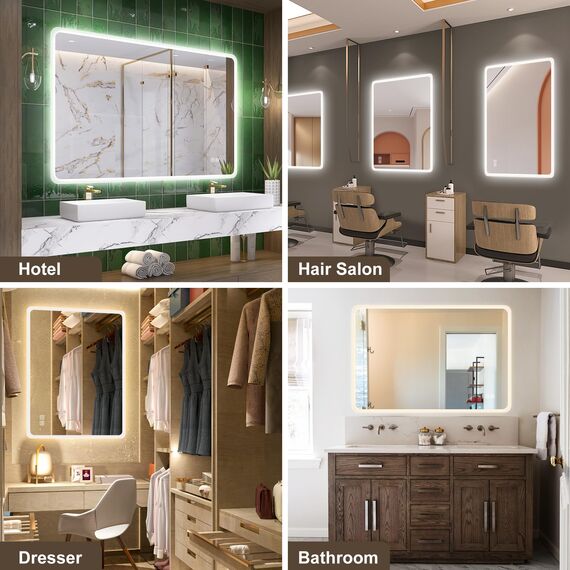 STARLEAD Badspiegel-mit-Beleuchtung 100x70cm, Dimmbar, 3 Lichtfarben 3000K-6500K, Badezimmerspiegel mit Entfoggen, Speicherfunktion, IP44 LED-Spiegel-Bad, HD Hartglas, Horizontal/Vertikal