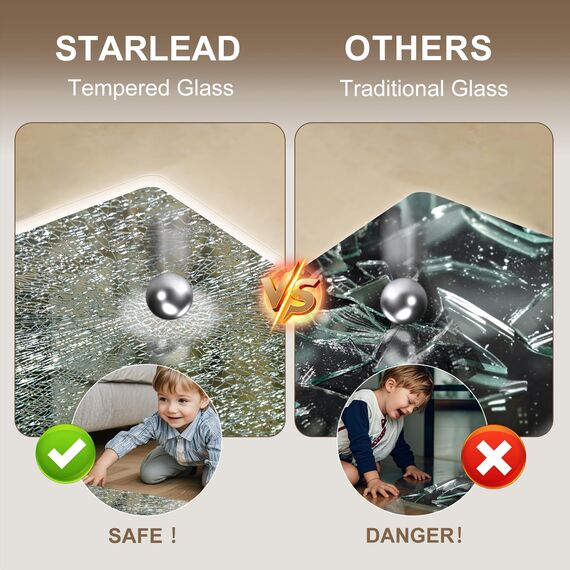 STARLEAD Badezimmerspiegel-mit-Beleuchtung 80x60cm, Dimmbar, 3 Lichtfarben, LED-Spiegel-Bad-mit-Bluetooth, Entfoggen, Speicherfunktion, IP44 Hartglas Bad-Spiegel-mit-Licht, Horizontal/Vertikal