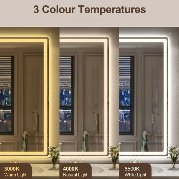 STARLEAD Badezimmerspiegel-mit-Beleuchtung 140x80cm, Großer LED-Spiegel-Bad mit Entfoggen, Bluetooth, Dimmbar, 3 Farbtemperaturen, Speicherfunktion, IP44 Hartglas Badspiegel, Horizontal/Vertikal