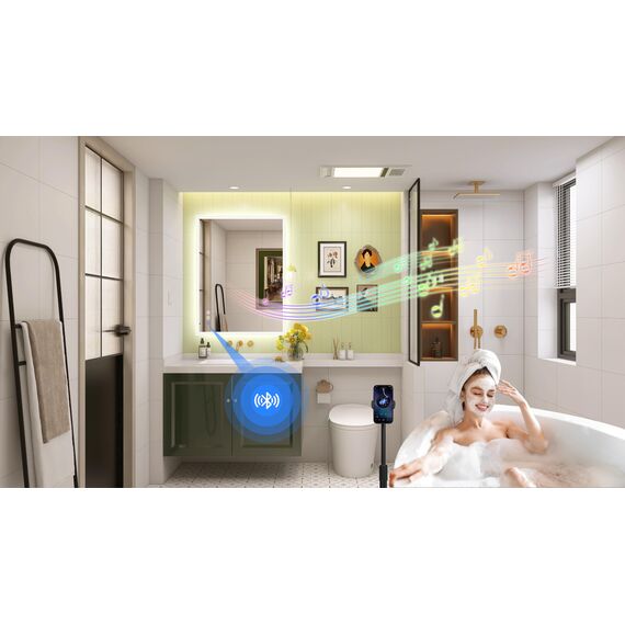 STARLEAD Badspiegel-mit-Beleuchtung 60x80 cm, LED-Bad-Spiegel-mit-Licht und Bluetooth, Entfoggen, 3 Farbtemperaturen, Dimmbar, Speicherfunktion, HD Hartglas, IP44, Horizontal/Vertikal