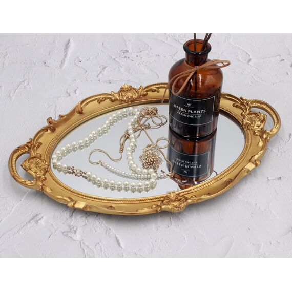 Eaoundm Dekorativer Wandspiegel, oval, 36,8 x 25,4 cm, goldfarben