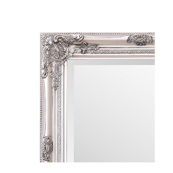 Select Mirrors Rhone Wandspiegel, französischer Vintage, Rokoko, Barockstil, Shabby-Chic-Stil, Wohnkultur, groß, 60 cm x 90 cm (2 x 3 Fuß), Antik-Silber