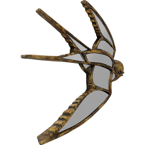 Kare Design Wandobjekt Swallow Mirror, Gold, Wandschmuck, Schwalben Motiv, Vintage, 25x37x3 cm (H/B/T)