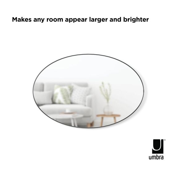 Umbra Hubba Wandspiegel - Ovaler Spiegel und Wanddeko für Diele, Badezimmer, Wohnzimmer und Mehr, 61x91cm, Titan