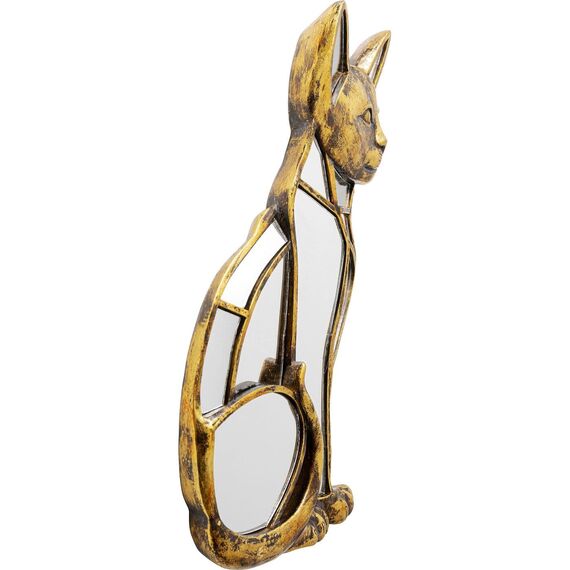 Kare Design Wandobjekt Cat Mirror, Gold, Gold, Elegant, Deko Objekt, Zimmerdekoration, Wanddekoration, Accessoire, Tiermotiv, Spiegel Objekt, Wohnzimmer, Flur, Home Office, 38 x 24 x 4 cm (H/B/T)