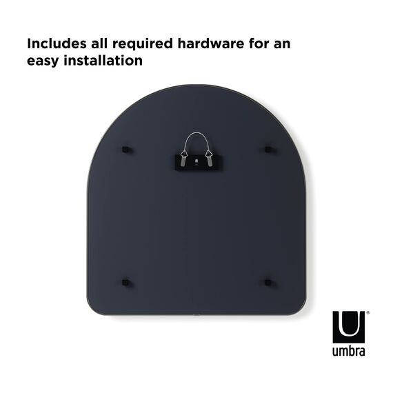 Umbra Hubba Wandspiegel - Gewölbter Spiegel mit Metallrahmen für Badezimmer, Eingangsbereich, Wohnzimmer und mehr, 86 x 91 cm, Titan