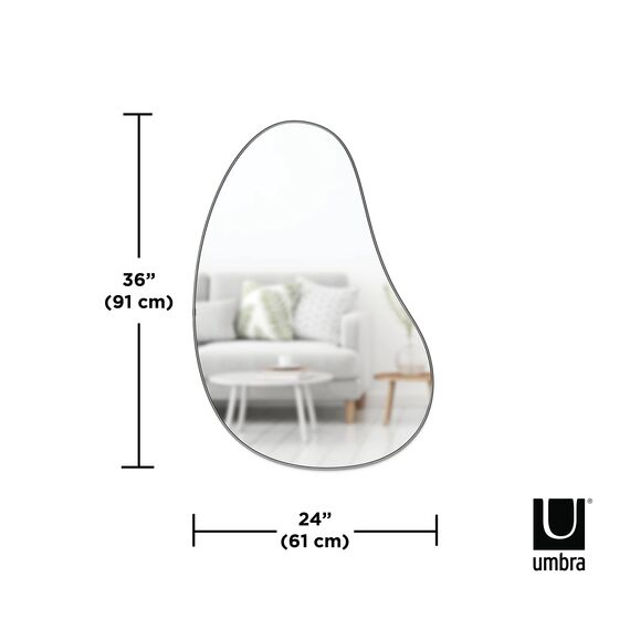 Umbra Hubba Pebble Wandspiegel - Organisch geformter Dekospiegel für Diele, Badezimmer, Wohnzimmer und Mehr, 61x91cm, Titan