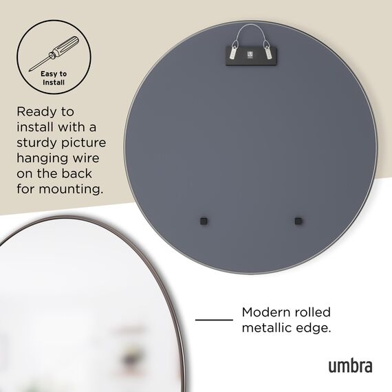 Umbra Hubba Wandspiegel - Runder Spiegel und Wanddeko für Diele, Badezimmer, Wohnzimmer und Mehr, 86 cm, Titan