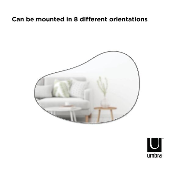 Umbra Hubba Pebble Wandspiegel - Organisch geformter Dekospiegel für Diele, Badezimmer, Wohnzimmer und Mehr, 61x91cm, Titan