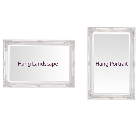 Select Mirrors Rhone Wandspiegel, französischer Vintage, Rokoko, Barockstil, Shabby-Chic-Stil, Wohnkultur, groß, 60 cm x 90 cm (2 x 3 Fuß), Antik-Silber