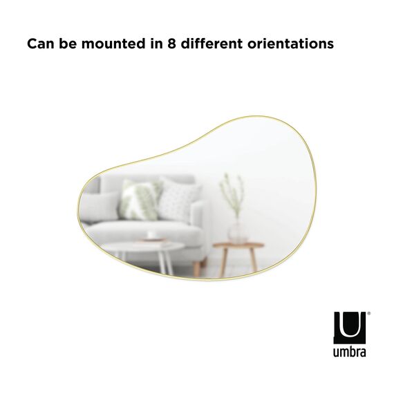 Umbra Hubba Pebble Wandspiegel - Organisch geformter Dekospiegel für Diele, Badezimmer, Wohnzimmer und Mehr, 61x91cm, Messing