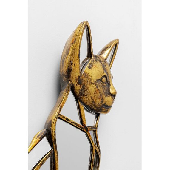 Kare Design Wandobjekt Cat Mirror, Gold, Gold, Elegant, Deko Objekt, Zimmerdekoration, Wanddekoration, Accessoire, Tiermotiv, Spiegel Objekt, Wohnzimmer, Flur, Home Office, 38 x 24 x 4 cm (H/B/T)