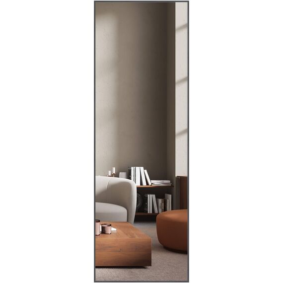 nielsen HOME Wandspiegel, 50 x 150 cm, Aluminium, Grau Glanz, Ganzkörperspiegel für alle Wohnbereiche, Hoch- & Querformat, anpassbare Aufhänger, Alpha