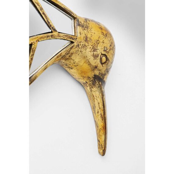 Kare Design Wandobjekt Hummingbird Mirror, Gold, Deko Objekt, Deko Figur, Kulibri Motiv, handgefertigt, Unikat, Vintage Stil, 51x60x5 cm (H/B/T)