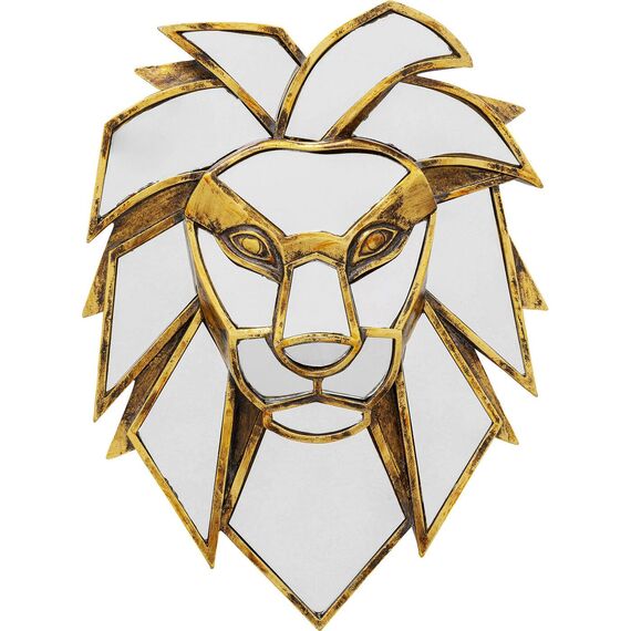 Kare Design Wandobjekt Lion Mirror, Gold, Gold, Elegant, Deko Objekt, Zimmerdekoration, Wanddekoration, Accessoire, Tiermotiv, Spiegel Objekt, Wohnzimmer, Flur, Home Office, 35x27x5 cm (H/B/T)