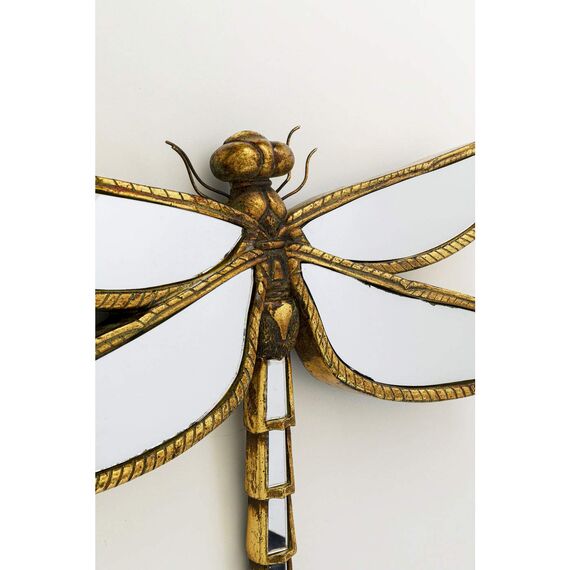 Kare Design Wandschmuck Dragonfly Mirror Gold, Glas verspiegelt, Wanddekoration, Accessiore, Dekofigur, 36x5x47cm