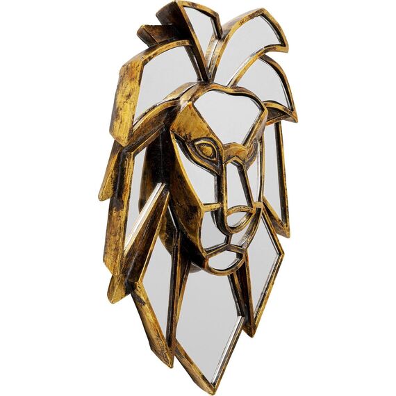 Kare Design Wandobjekt Lion Mirror, Gold, Gold, Elegant, Deko Objekt, Zimmerdekoration, Wanddekoration, Accessoire, Tiermotiv, Spiegel Objekt, Wohnzimmer, Flur, Home Office, 35x27x5 cm (H/B/T)