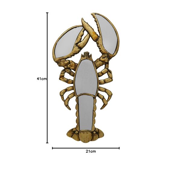 KARE Design Wandobjekt Langosta Mirror, Gold, Wandschmuck, Wohnaccessoires, Tiermotiv, Verspiegelt, Wohnzimmer, Flur, Schlafzimmer, 41x21x3 cm (H/B/T)