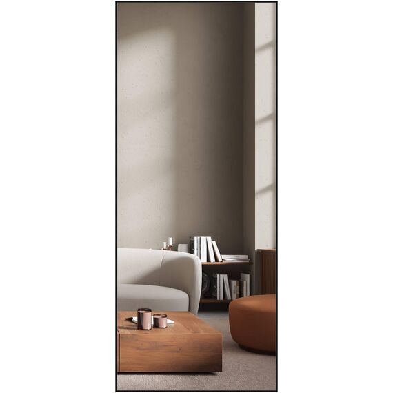 nielsen HOME Wandspiegel, 70 x 170 cm, Aluminium, Schwarz matt, Ganzkörperspiegel für alle Wohnbereiche, Hoch- & Querformat, anpassbare Aufhänger, Alpha