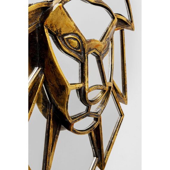 Kare Design Wandobjekt Lion Mirror, Gold, Gold, Elegant, Deko Objekt, Zimmerdekoration, Wanddekoration, Accessoire, Tiermotiv, Spiegel Objekt, Wohnzimmer, Flur, Home Office, 35x27x5 cm (H/B/T)